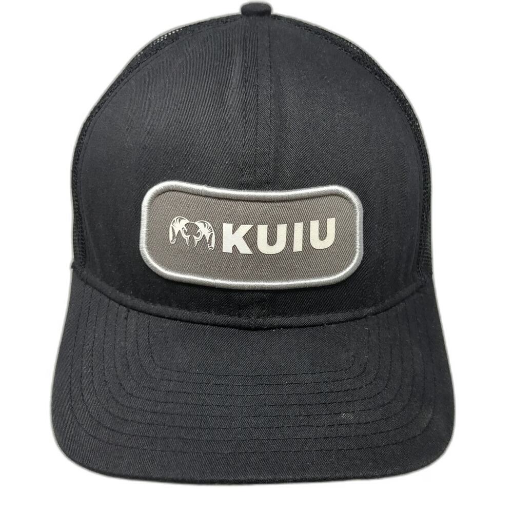 KUIU Trucker Hat Black One Size Mesh Back Snapback Ram Logo Patch Hunting Cap